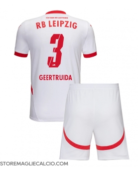RB Leipzig Lutsharel Geertruida #3 Maglia Gara Casa Repliche 2024-25 Bambino Maniche Corte